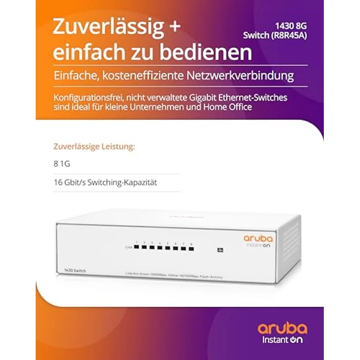 Aruba Instant On 1430 Switch R8R45A (8 Ports), Netzwerk Switch – Bild 4