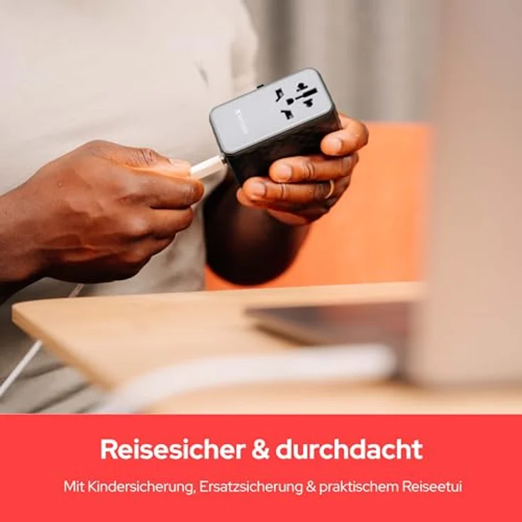 Verbatim UTA-10, USB Reiseadapter (140 W) mit Schnellladung, Schwarz, universelle Kompatibilität, Sicherheitsmerkmale – Bild 6