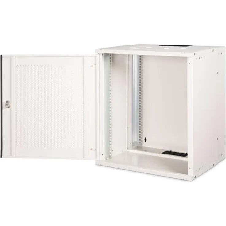 DIGITUS Netzwerkschrank - 19-Zoll Rack 12 HE - Unmontiert - Wandmontage - 400 mm Tiefe - 327 mm Nutztiefe - Traglast 60 kg - perforierte Stahltür - SOHO Pro-Serie - Grau – Bild 3