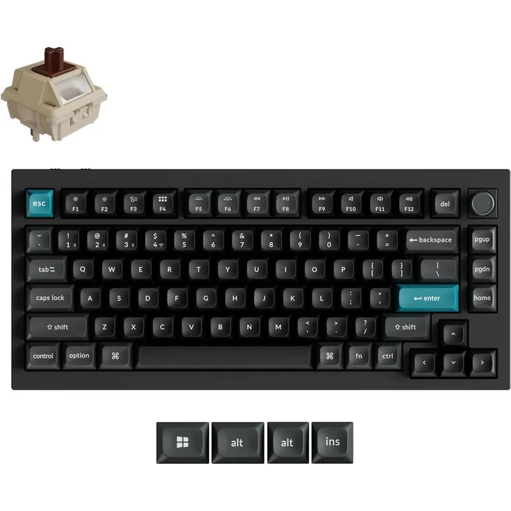 Keychron Q1 Ultra 8K, Kabellose Mechanische Tastatur mit Aluminiumrahmen, 82 Tasten, POM Switch - Brown, ZMK-programmierbar, Bluetooth 5.1 und USB-C, RGB-Beleuchtung