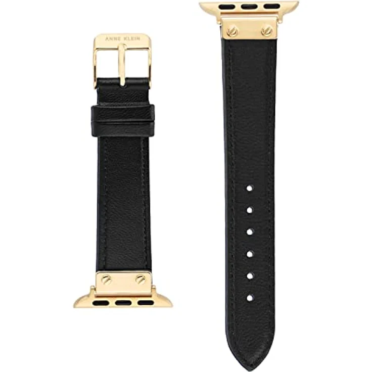 Anne Klein Leather Fashion Band für Apple Watch, verstellbares Echtlederarmband mit Edelstahl-Schnalle, schwarz, geeignet für 38/40/41 mm Handgelenke – Bild 3
