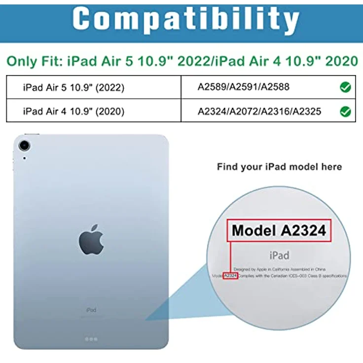 ProCase Hülle für iPad Air 5. Generation 2022/ iPad Air 4. Generation 2020 10.9 Zoll, Schutzhülle Smart Case Cover Kompatibel mit iPad Air 5 4 -Starlight – Bild 2