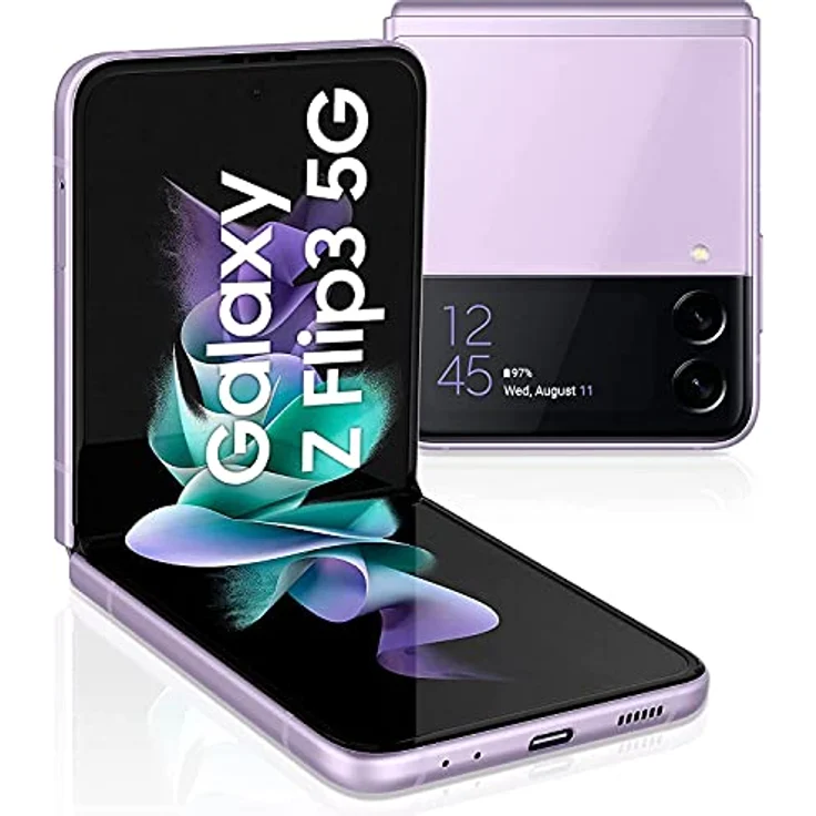 Samsung Galaxy Z Flip3 5G(17,03 cm)faltbares Handy, großes 1,9 Zoll Frontdisplay,128 GB interner Speicher,8 GB RAM,Phantom Lavender,inkl. 36 Monate Herstellergarantie – Bild 1