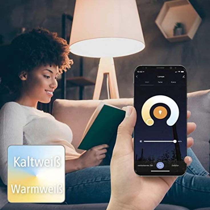 Hama WLAN LED Lampe E27 (Smart Home Lampe 10W Glühbirne, dimmbar, mehrfarbig RGBW, WIFI LED Lampe mit Sprachsteuerung und App, kompatibel mit Alexa, Google, Siri, Apple, kein Hub nötig) – Bild 4