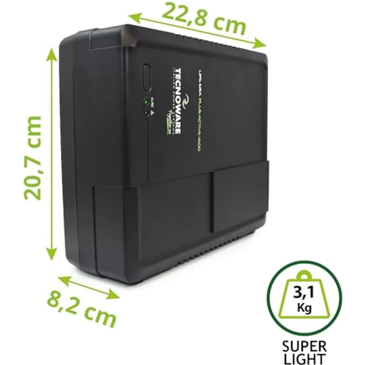 Tecnoware FGCERAPLAT1602SCH Unterbrechungsfreie Stromversorgung (USV) Line-Interaktiv 1,6 kVA 1120 W 2 AC-Ausgänge, ERA PLUS ACTIVE 1600 Gruppe, schwarz – Bild 4