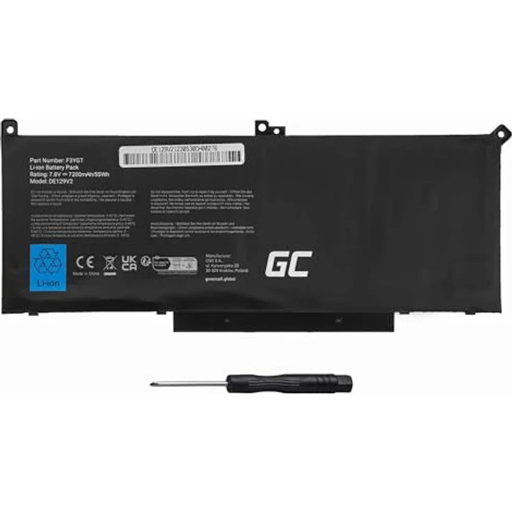 Green Cell DE129V2 Laptop Ersatzteil Akku, kompatibel mit Dell Latitude 7280/7290/7380/7390/7480/7490, 6200 mAh – Bild 6