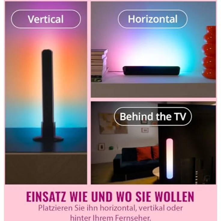 WiZ Gradient Light Bars, RGBIC Smart Beleuchtung mit 7 Farbsegmenten, Wi-Fi Steuerung, App- und Sprachsteuerung, 2er Pack – Bild 5