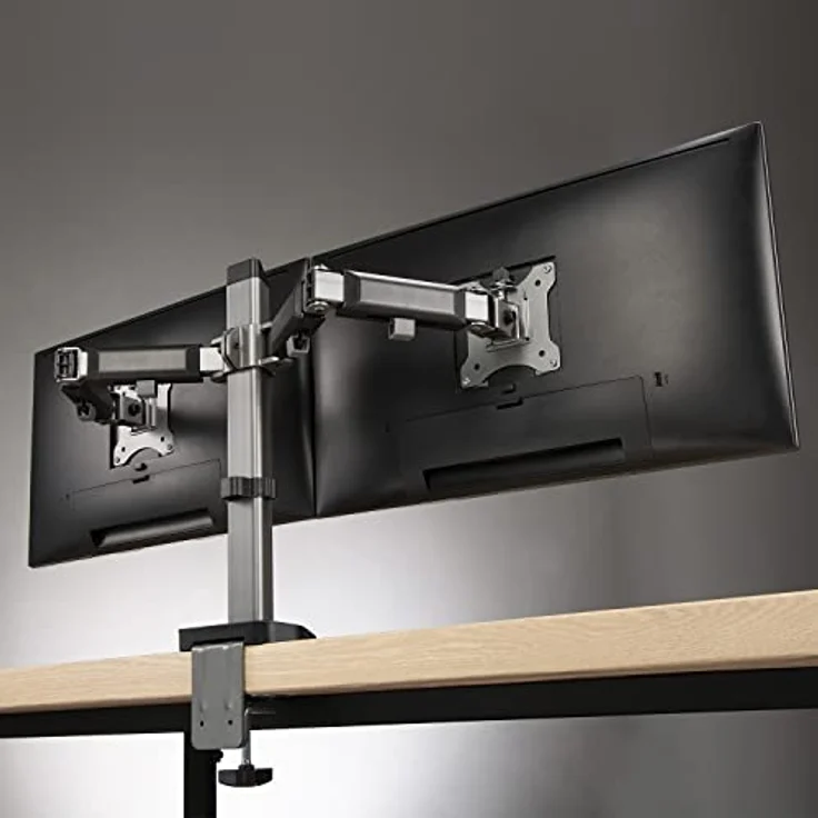 Ergo Office ER-449 Deluxe 2-Fach Gelenk-Monitorhalterung Tischhalterung 17-32" Zoll Schwenkbar Neigbar Höhenverstellbar Doppelarm VESA 75x75 100x100 bis 2x9kg (2-Fach) – Bild 4