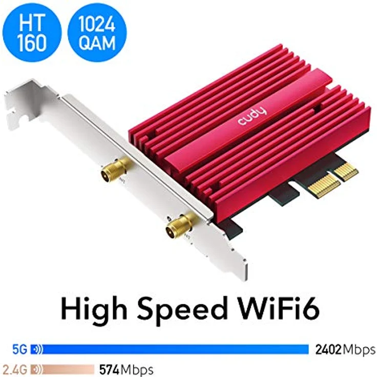 Cudy WE4000 AX5400 WiFi 6E Pcie Card, Bluetooth 5.2 Tri Band Wireless Adapter, Low Profile Bracket, Mu-Mimo, Windows 11/10, Netzwerkkarte, Tri-Band 2,4 G/5 G/6 G, Intel Wi-Fi 6/6E Intern, kompatibel mit 802.11ax/ac/a/b/g/n – Bild 4