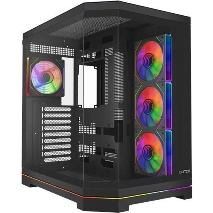 Dutzo C831 Panorama ARGB, Miditower PC Gehäuse mit Sicherheitsglas, adressierbarer RGB-Beleuchtung, unterstützt ATX/mATX/ITX, schwarz