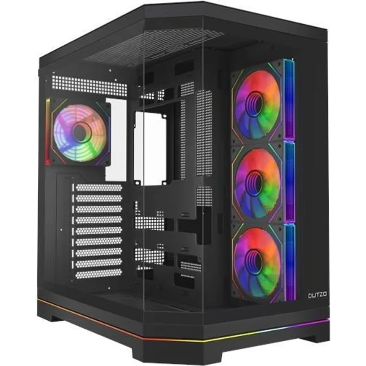 Dutzo C831 Panorama ARGB, Miditower PC Gehäuse mit Sicherheitsglas, adressierbarer RGB-Beleuchtung, unterstützt ATX/mATX/ITX, schwarz