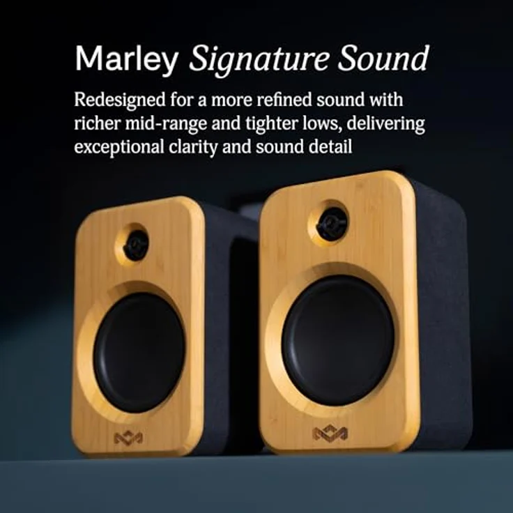 House Of Marley EM-JA028-SB, Get Together Duo 2, Verkabelte und kabellose Stereo-Lautsprecher aus Holz, Schwarz, mit bis zu 25 Stunden Akkulaufzeit und True Wireless Stereo Funktion – Bild 3