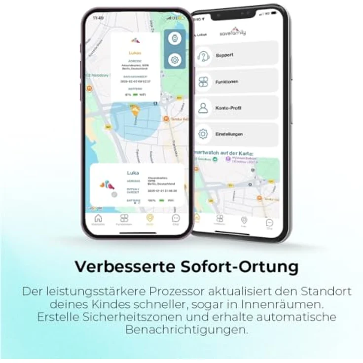 SaveFamily SaveWatch Plus 2, Kindersmartwatch mit GPS, Kamera, SOS Knopf und Nano SIM – Bild 3