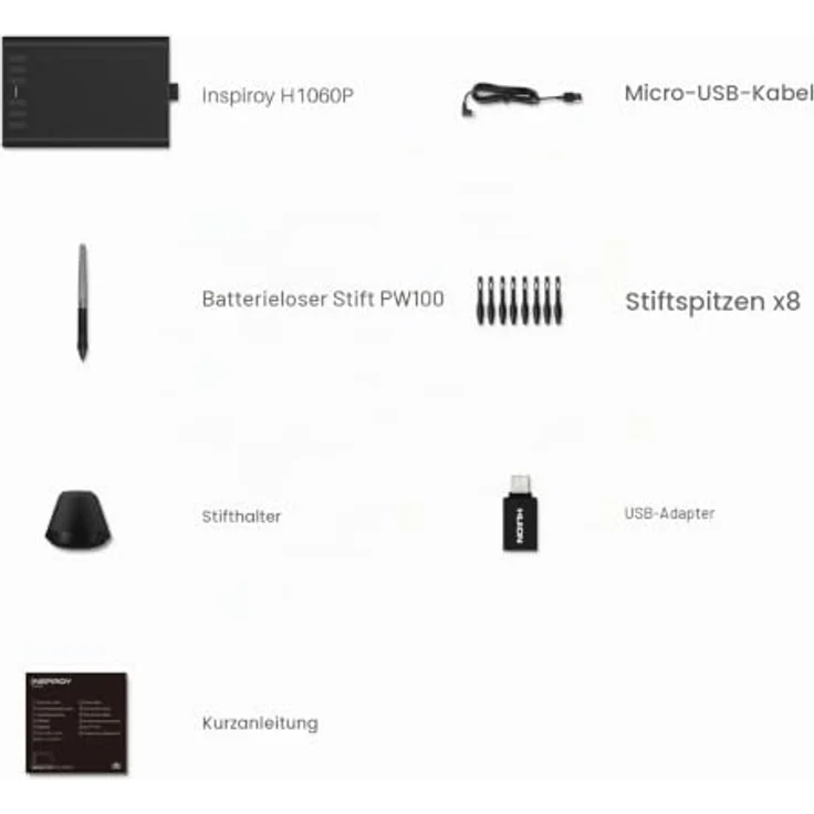 HUION Inspiroy H1060P Grafiktablett, 10x6.25 Zoll, batteriefreier Stift, 12 Hotkeys, Android-kompatibel – Bild 9