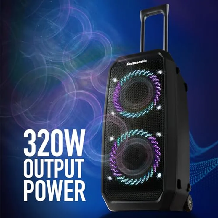 Panasonic SC-BMAX30 tragbarer Party-Lautsprecher, 320 W, Bluetooth 5.3, 14-Stunden-Akku, IPX4, mit Lichtshow, Gitarren- & Mikrofoneingängen, Schwarz – Bild 3