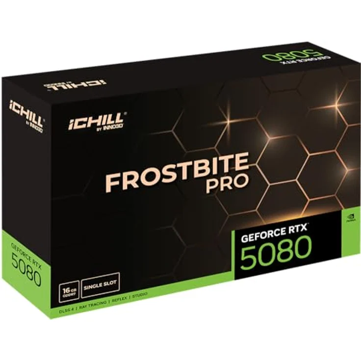 Inno3D RTX5080 iChill Frostbite Pro, Grafikkarte mit 16GB GDDR7, HDMI, 3xDP, Flüssigkeitskühlung, maximale Auflösung 7680 x 4320 Pixel – Bild 3