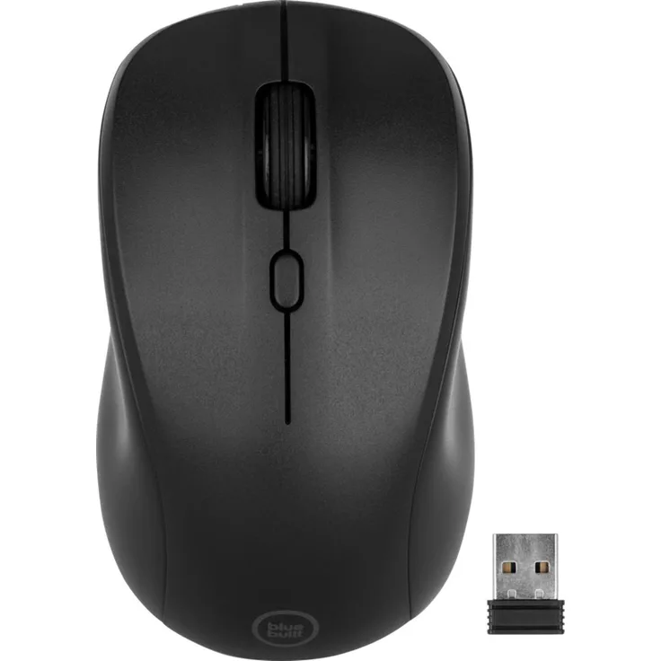 Bluebuilt Bluebuild Nexum Stille Klick Maus (BBNex23), drahtlos mit 1.600 DPI, symmetrisches Design für Rechts- und Linkshänder, inkl. USB-Akabel