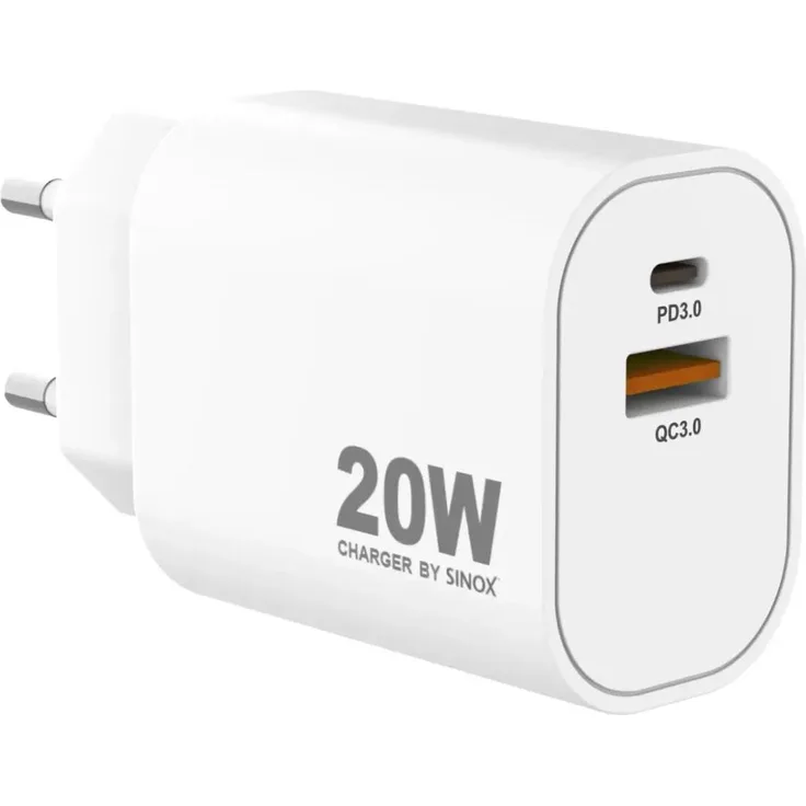 Sinox SXP6022, USB Ladegerät mit 20 W, Schnellladetechnologie Quick Charge 3.0, weiss