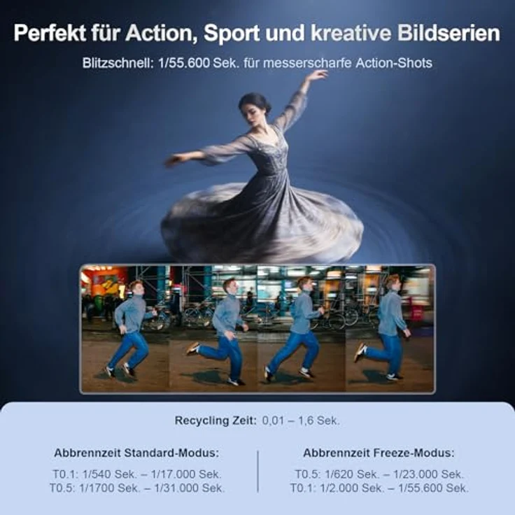 Rollei HS Freeze 1X, Aufsteckblitz mit 100W Leistung, Leitzahl 60, HD-Touchdisplay, 480 Auslösungen pro Ladung, kompatibel mit Canon, Nikon, Fuji, Panasonic und Olympus – Bild 3