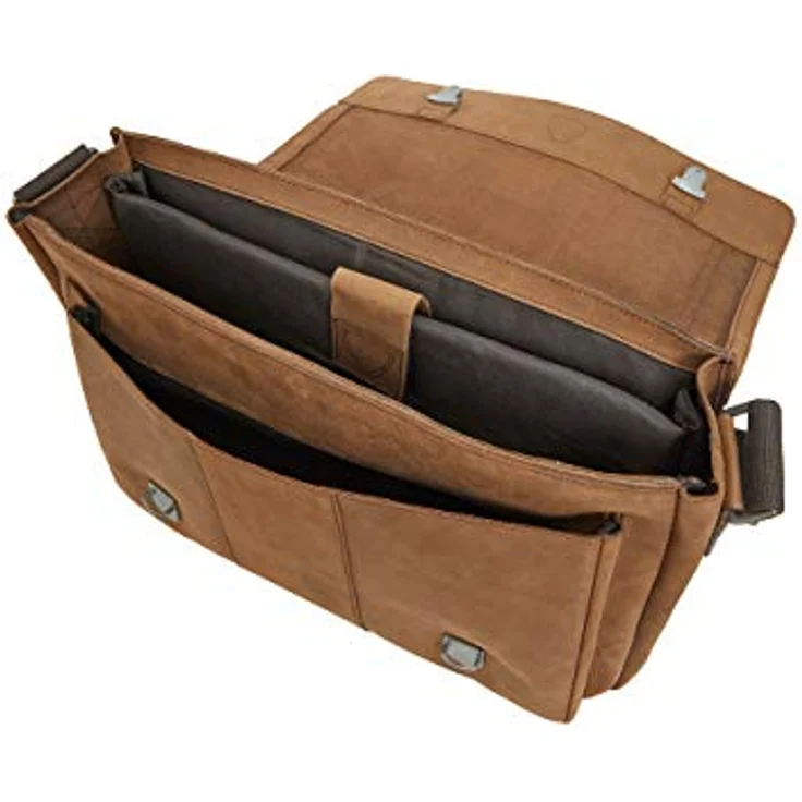 Strellson BriefBag MHF Richmond Jim, Notebooktasche aus Vintageleder für Laptops bis 14.57 Zoll, Braun – Bild 2