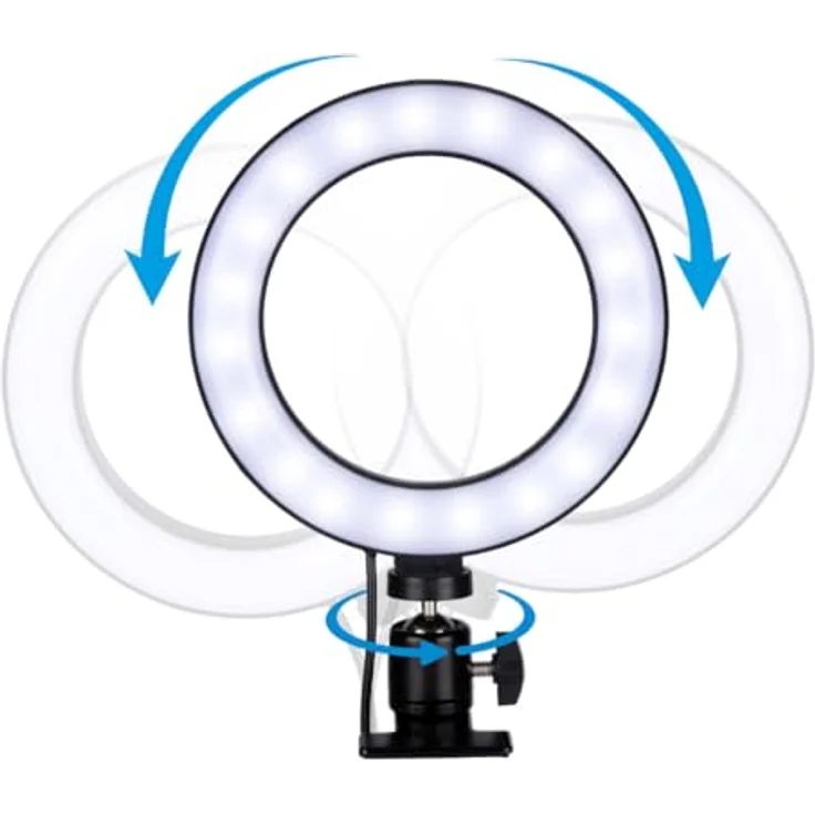 Grundig Ringlicht LED Selfie Ringlicht mit Clip, ∅ 15,6 cm, 48 LEDs, stufenlos dimmbar, 3 Lichtfarben – Bild 7