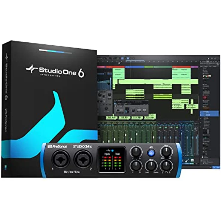 PreSonus Studio 24c, 2 Eingänge/2 Ausgänge, 192 kHz, USB-C Audio Interface mit software bundle inklusive Studio One Artist DAW, Ableton Live Lite und mehr für Aufnahme, Streaming und Podcasting – Bild 1