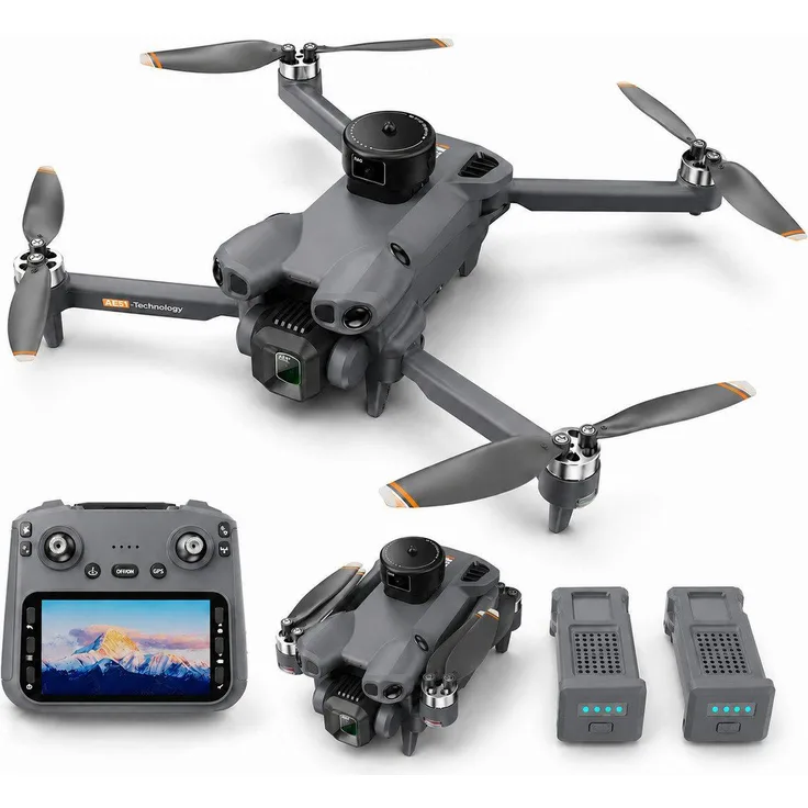 Goldstern-Tech RC-Quadrocopter AE51, HD-Kamera mit 4,5-Zoll-Display-Fernsteuerung, Hinderniserkennung, Return-to-Home, bis 50 min Flugzeit