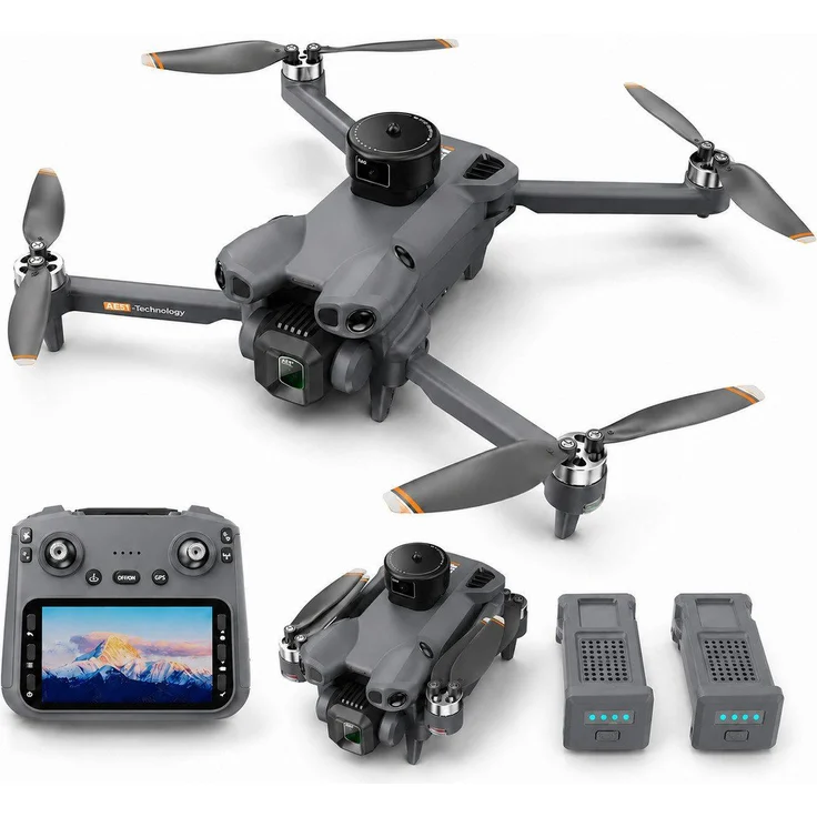 Goldstern-Tech RC-Quadrocopter AE51, HD-Kamera mit 4,5-Zoll-Display-Fernsteuerung, Hinderniserkennung, Return-to-Home, bis 50 min Flugzeit