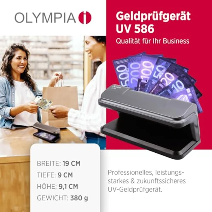 OLYMPIA Geldscheinprüfgerät Wasserzeichentest 9 Watt UV UV586 – Bild 3