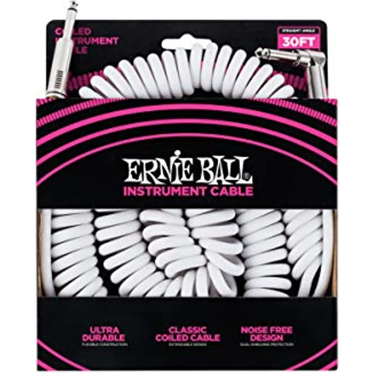 Ernie Ball 30 'Coiled Gerade - Angle Instrument Kabel - Weiß – Bild 2