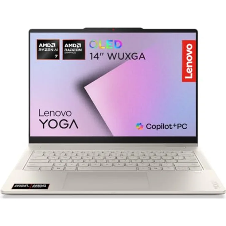 Lenovo Yoga 7 2-in-1 Laptop | 14" WUXGA OLED Touch Display, AMD Ryzen AI 7 445, 32GB RAM, 1TB SSD, AMD Radeon Grafik, Windows 11, QWERTZ, Seashell, 3 Monate Premium Care