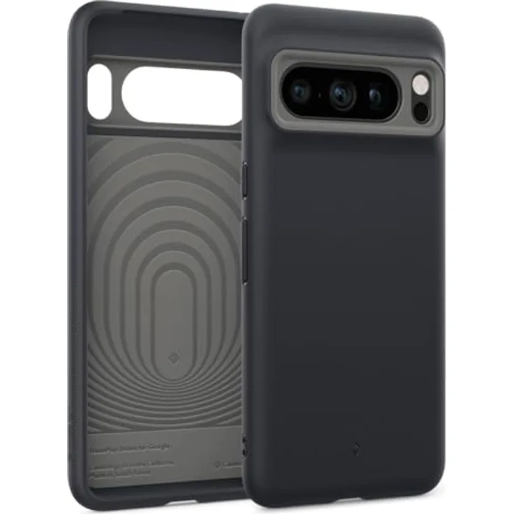 Caseology Nano Pop für Google Pixel 8 Pro Hülle, Militärstandard Fallschutz, Seitliche Griffmuster, [Zweitonfarbe] - Schwarz Sesam