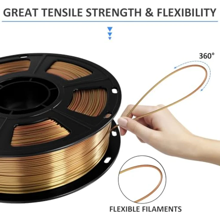 GEEETECH PLA Silk Filament, Silk Bronze Regenbogen, 1 kg, hohe Präzision, verbesserte Haltbarkeit – Bild 3