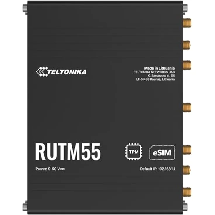 Teltonika RUTM55 (without PSU), 5G Router mit bis zu 3,4 Gbit/s, Dual-SIM, Ethernet, Schwarz