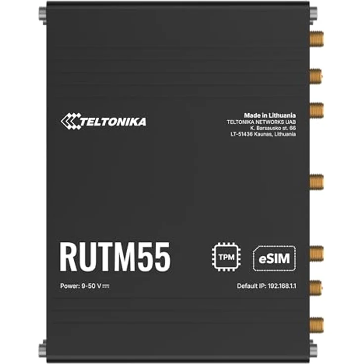 Teltonika RUTM55 (without PSU), 5G Router mit bis zu 3,4 Gbit/s, Dual-SIM, Ethernet, Schwarz – Bild 1