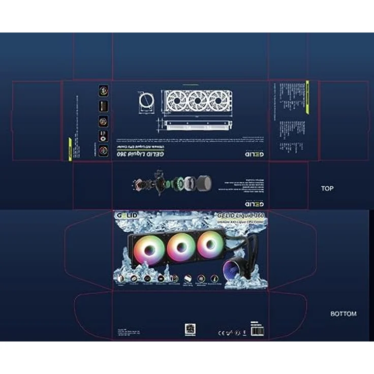 Gelid Solutions Liquid 360 - All-in-One CPU AIO Wasserkühler mit 3x 120mm RGB Lüfter, 750-1800 U/min, AM5 und LGA 1700 kompatibel, beinhaltet GC4 Wärmeleitpaste. – Bild 4