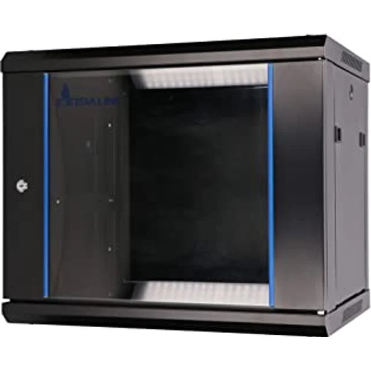 Extralink EX.3968 Rack 9U, Wandmontiertes Serverschrank-Regal (19 Zoll, schwarz), mit gehärteter Glasfront und Kühlungsoptionen – Bild 2