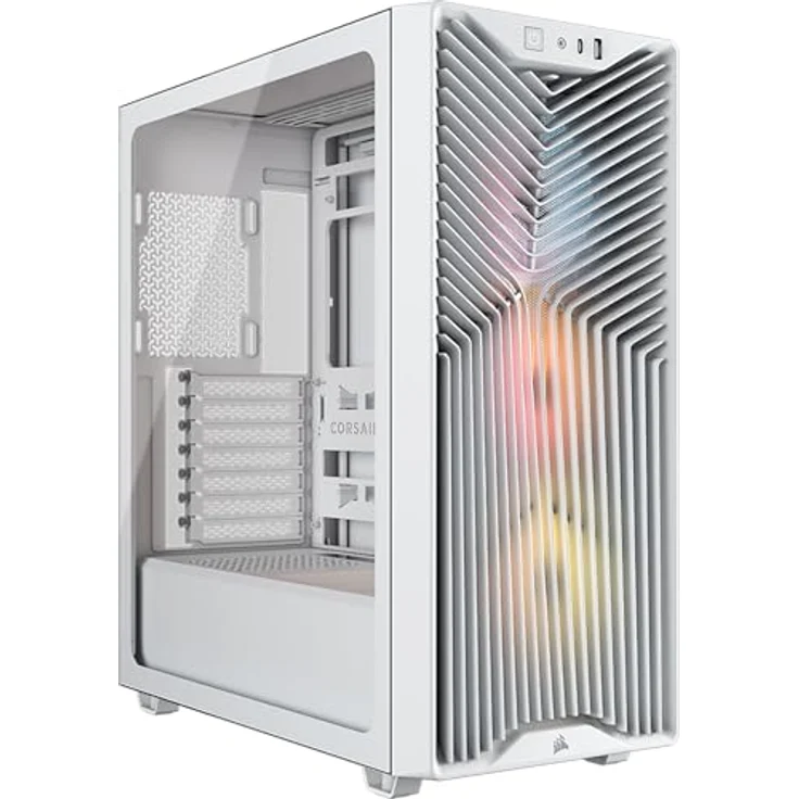 CORSAIR 3200D RS ARGB Mid-Tower ATX PC-Gehäuse, 3x RS120 ARGB PWM-Lüfter, GPU-Anti-Sag-Stabilisierungsarm, USB-Typ-C, Weiß – Bild 1