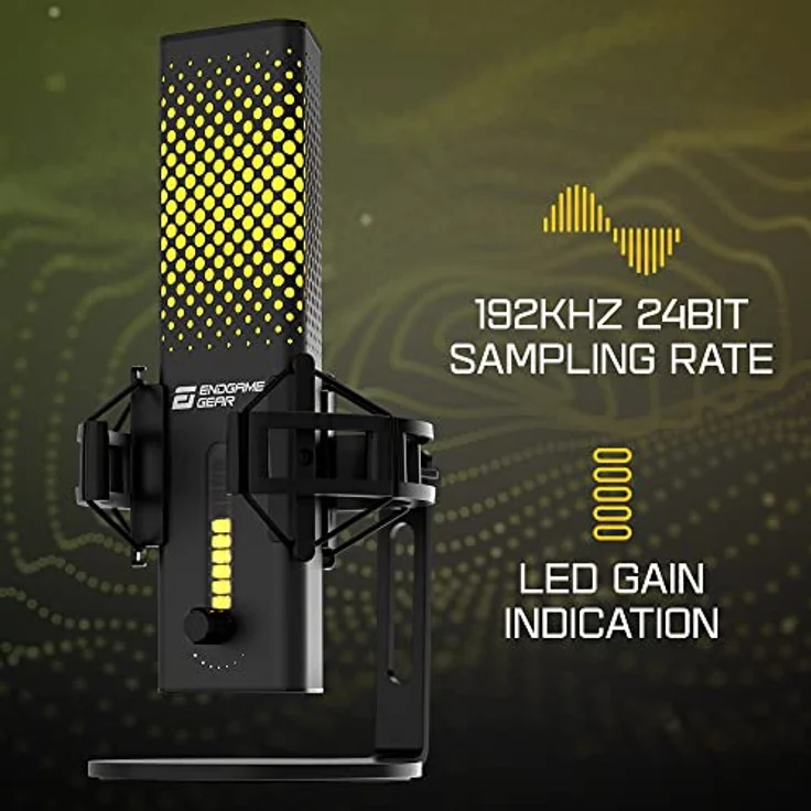 ENDGAME GEAR XSTRM USB Mikrofon für Streaming, Podcast, Aufnahmen in Studioqualität, 24 Bit / 192 kHz, externes Mic, AI-Geräuschunterdrückung, Stummschaltung durch Tippen, PC & Mac - schwarz – Bild 2