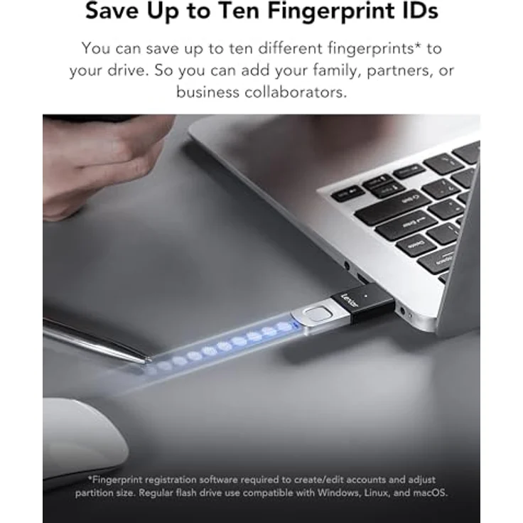 Lexar CLE USB Fingerprint 128GO F35 PRO, USB-Stick mit Fingerabdrucksensor, 128GB – Bild 4