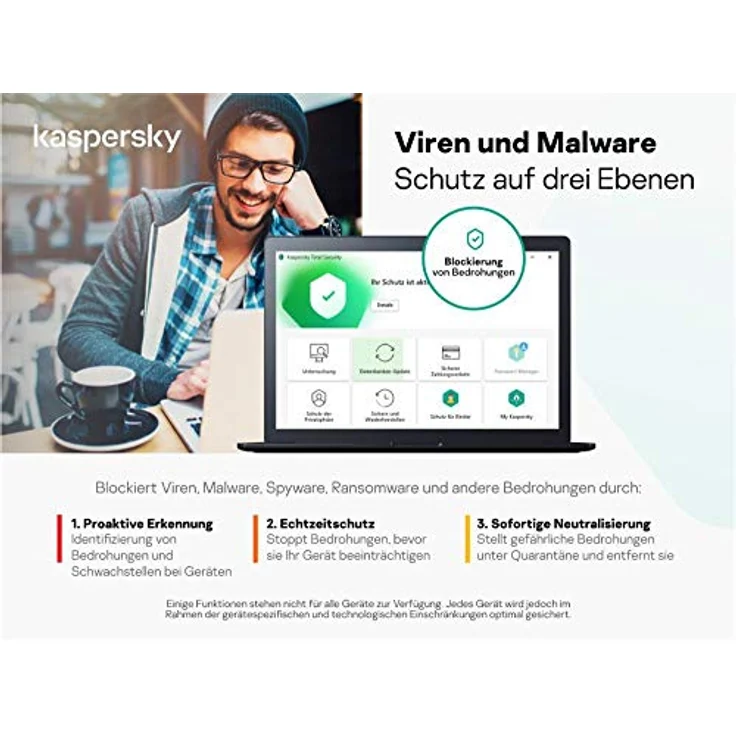 Kaspersky Total Security 2022 | 3 Geräte | 1 Jahr | Windows/Mac/Android | Aktivierungscode in Standardverpackung, Echtzeit-Schutz, Krypto-Mining-Malware-Prävention, Original Kaspersky-Schutz – Bild 2