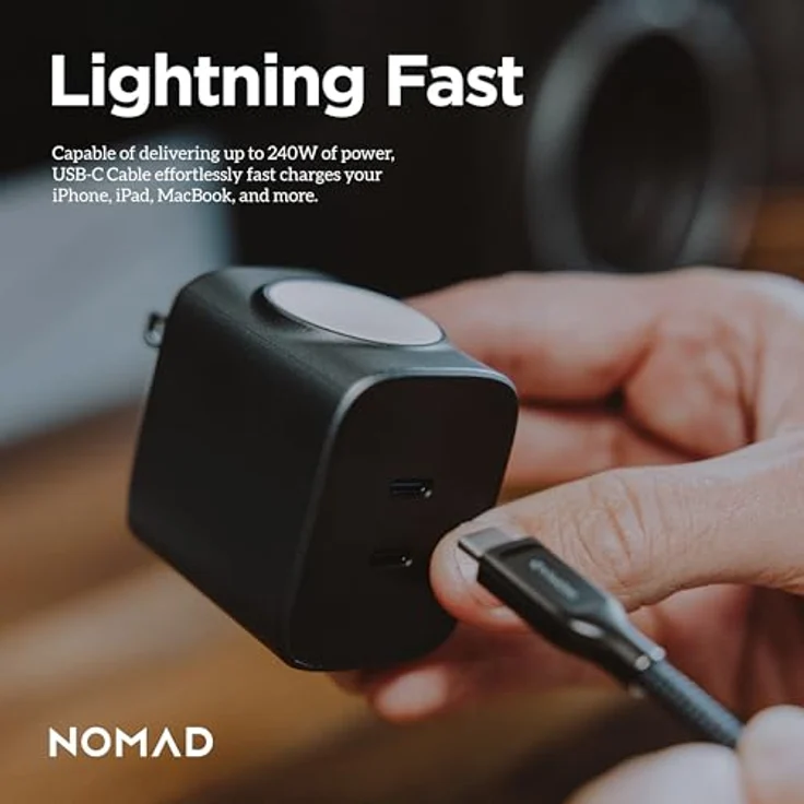 Nomad USB-C zu USB-C Kabel, 1.5m/240W, mit Polyamid® Verstärkung und Elektroplatierten Metallanschlüssen, für schnelles Laden von iPhone, iPad, MacBook, unterstützt USB-C PD – Bild 3