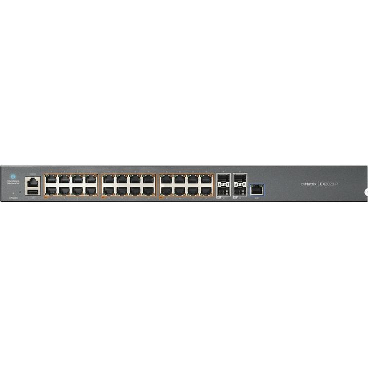 Cambium Networks cnMatrix Switch 24x PoE - 400W, 4x SFP+, EX2028-P (28 Ports), Netzwerk Switch in Schwarz