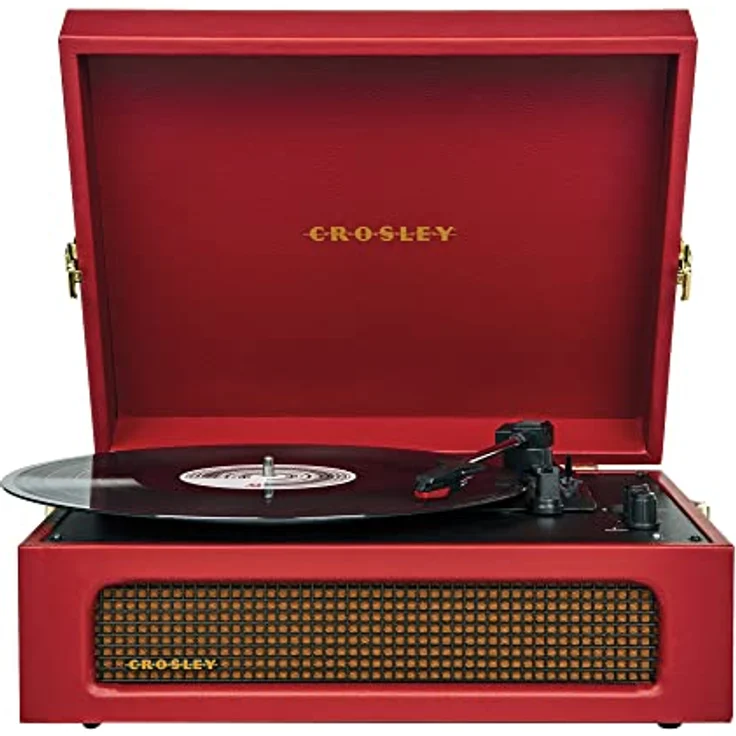Crosley Voyager Plattenspieler mit 2 Lautsprecher, Bluetooth In & Out und AUX - 3 Speed Retro Schallplattenspieler - Für 7", 10" und 12" Vinyl - Tragbar mit Integriertem Koffer - Burgunderrot – Bild 1
