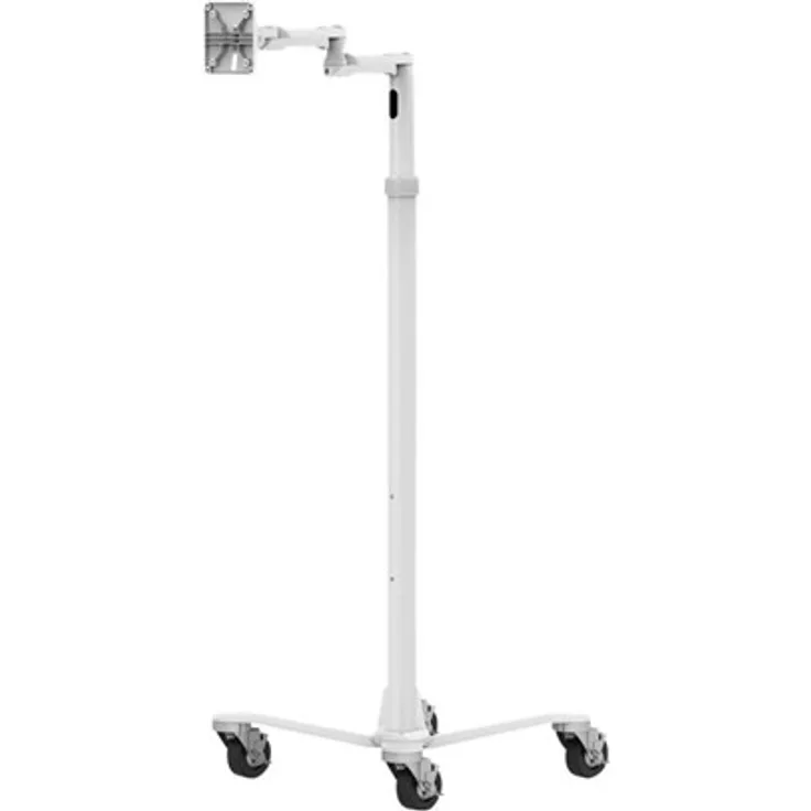 Compulocks Extended VESA Articulating Tablet Arm Rolling Cart, medizinischer Wagen für LCD-Display bis 15 Zoll, weiß