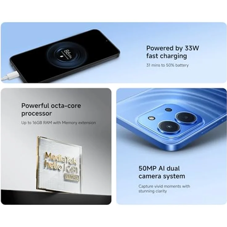 Xiaomi Redmi 15C, 4G Smartphone mit 50 MP Dual Kamera, 128 GB, 17,5 cm (6.9 Zoll), Moonlight Blue – Bild 4