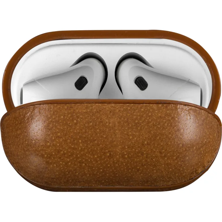dbramante1928 Copenhagen AirPods Hülle aus Vollnarbenleder, Schutzhülle und Kopfhörertasche, Tan (Orange)