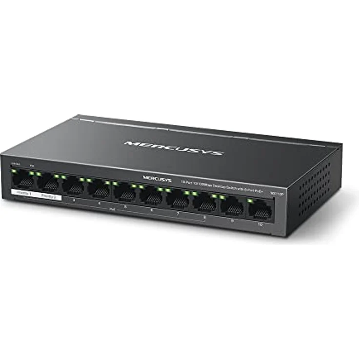 Mercusys MS110P, 10-Port Netzwerk Switch mit Power over Ethernet, Schwarz – Bild 2