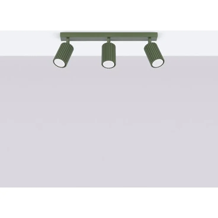 SOLLUX lighting Deckenleuchte Aluminium 3 Flammig 45 x 6,5 x 16,5 cm Karbon Olivgrün – Bild 3
