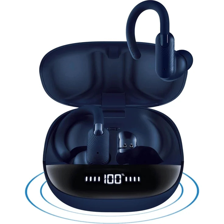 Mixx Sports Charge 2, In-Ear-Haken TWS Kopfhörer mit 7 Stunden Spielzeit, Schwarz/Blau, EQ-Klangmodi und Berührungssensor